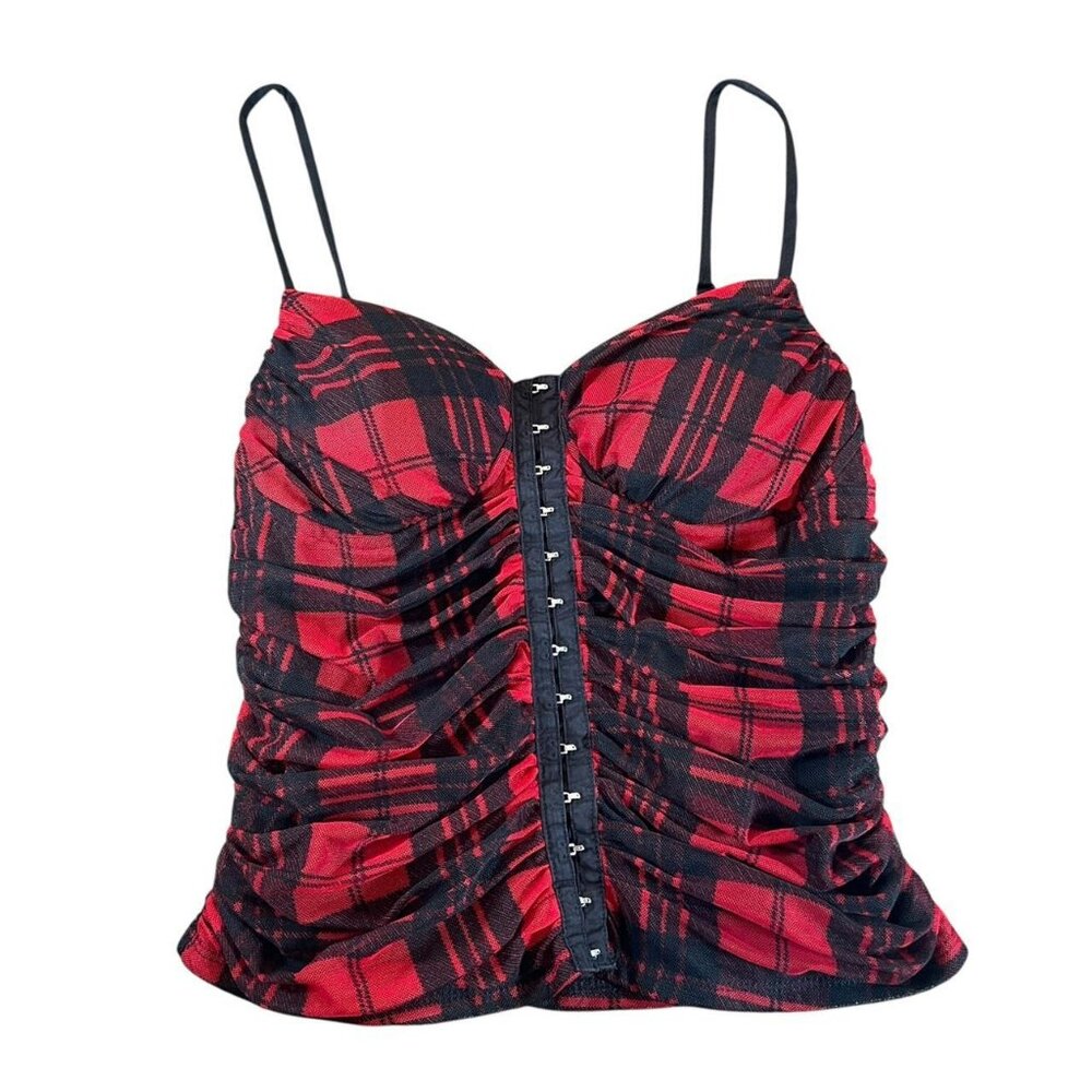 Moa Moa Red Plaid Corset Tank Top
